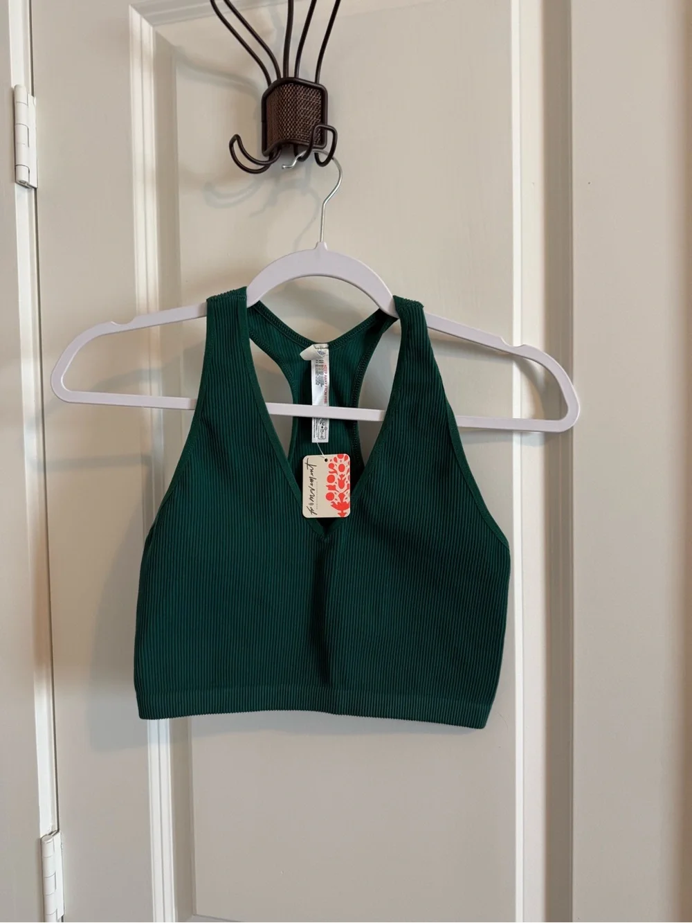FP Movement by Free People Ribbed Racerback Crop Top - Forest Green - Picture 1 of 3